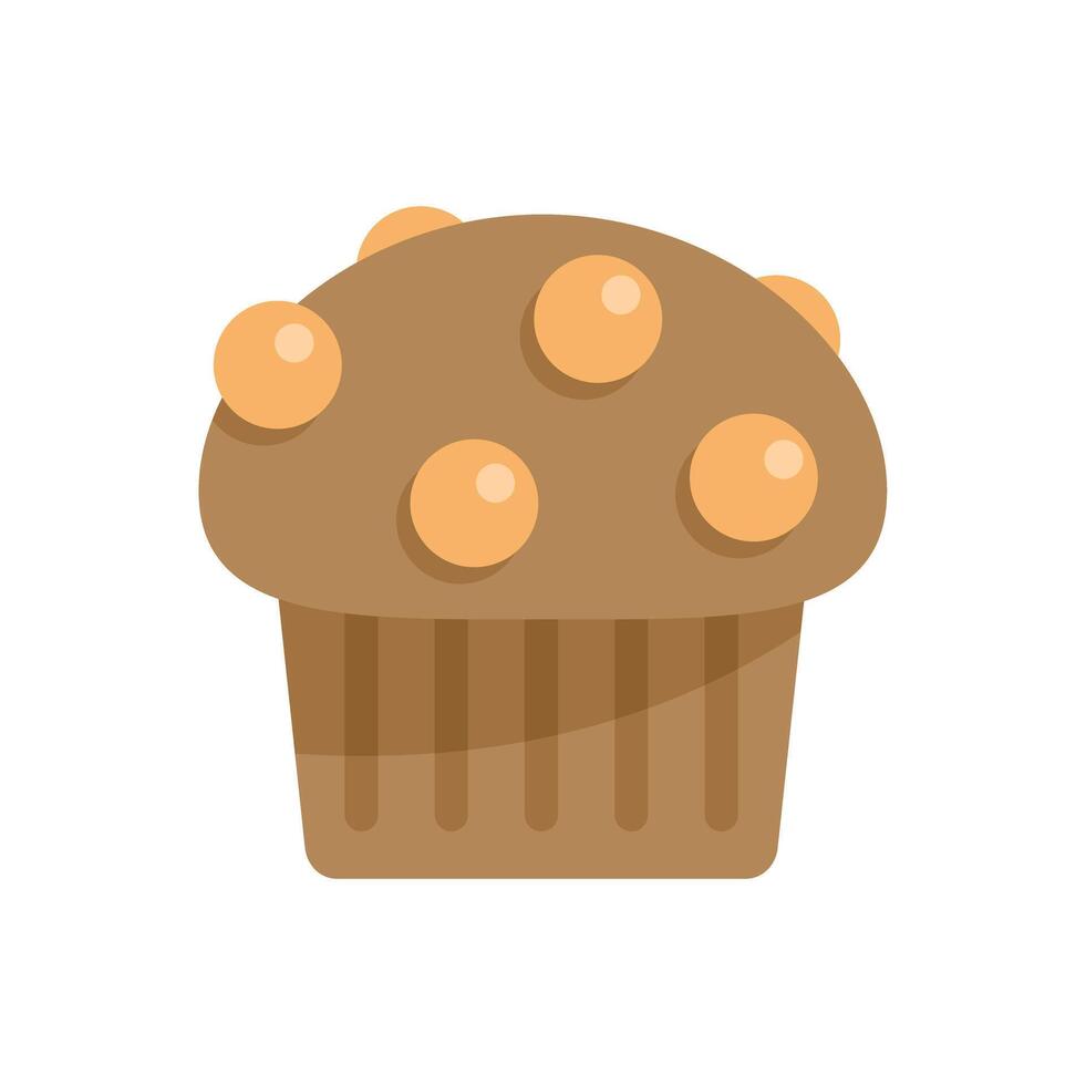 Delicious chocolate chip muffin with crumb topping in flat design style vector