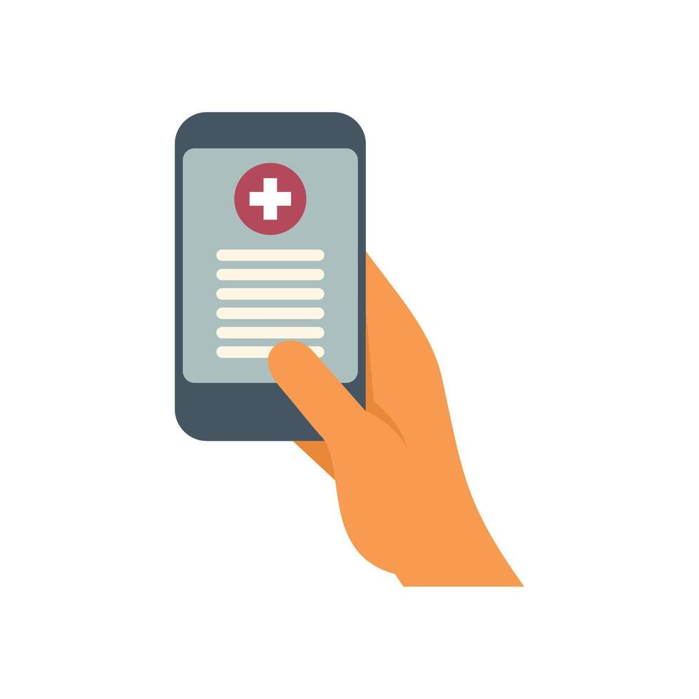 Hand holding smartphone with medical app open on screen vector