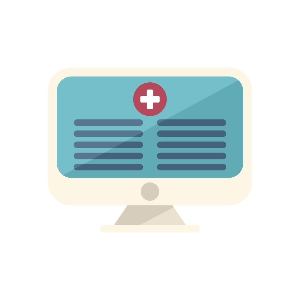 Computer showing online medical record with patient data vector