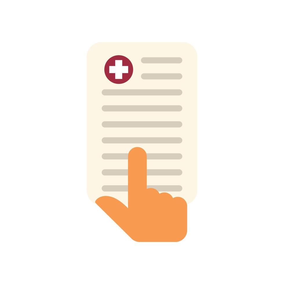 Hand pointing at medical test result with index finger vector