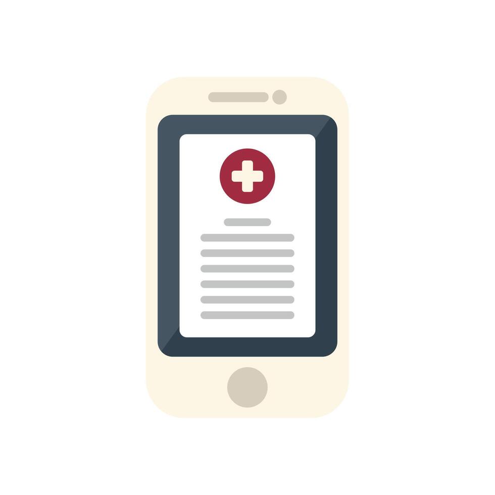 Online medical consultation showing smartphone with medical record vector