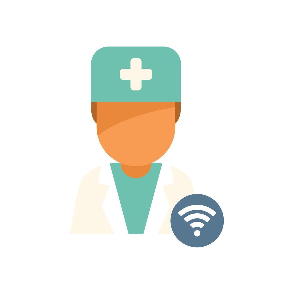 Doctor character standing with wifi symbol healthcare icon vector