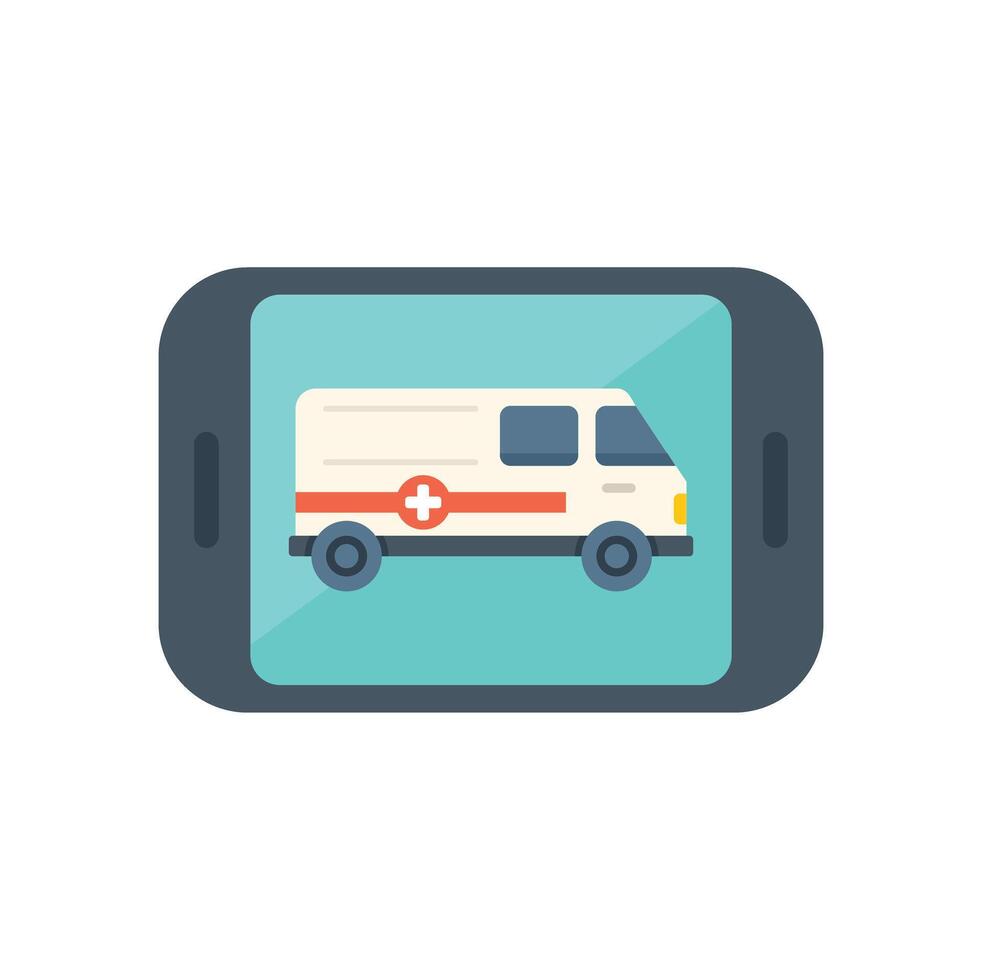 Smartphone showing ambulance icon for emergency medical services vector