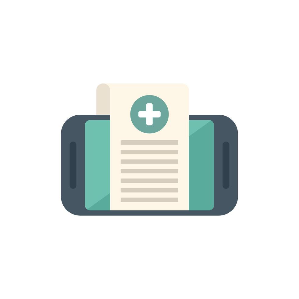 Mobile phone displaying electronic medical record with cross symbol vector
