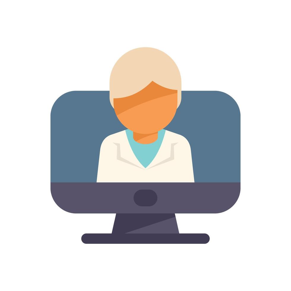 Doctor attending online medical consultation on computer screen vector