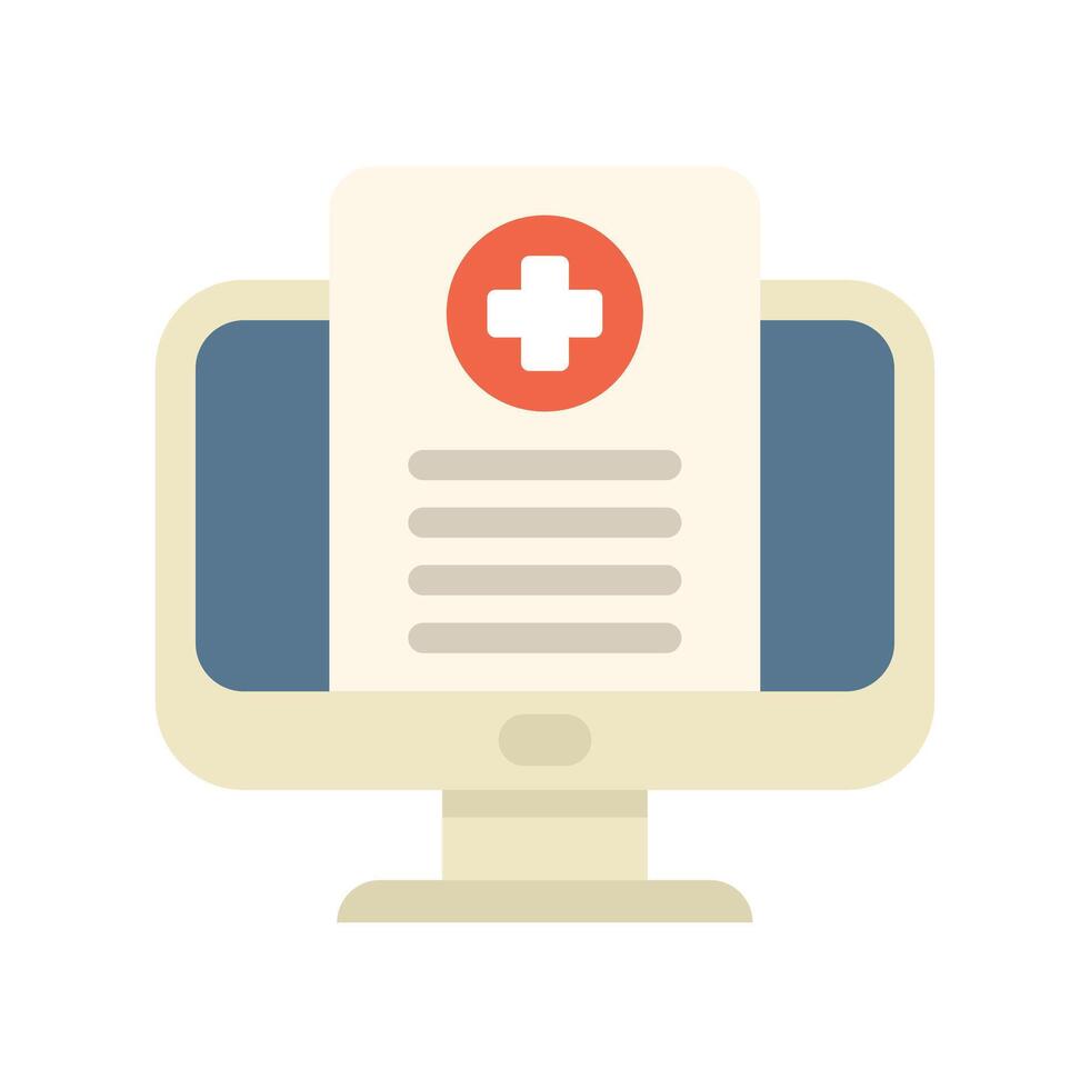 Online medical record displaying on computer screen vector
