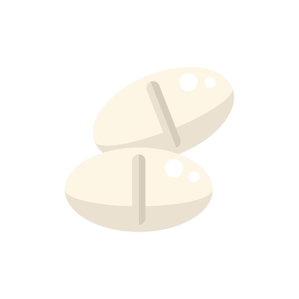 Two white oblong pills lying on top of each other vector