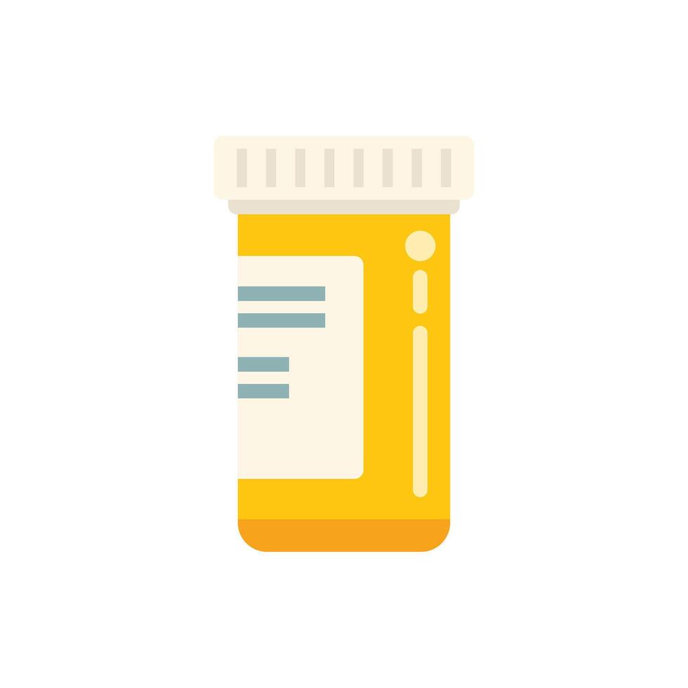 Yellow plastic medical pill bottle with prescription label for treatment illness vector