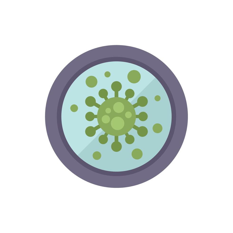 Microscope showing virus with molecules floating around vector