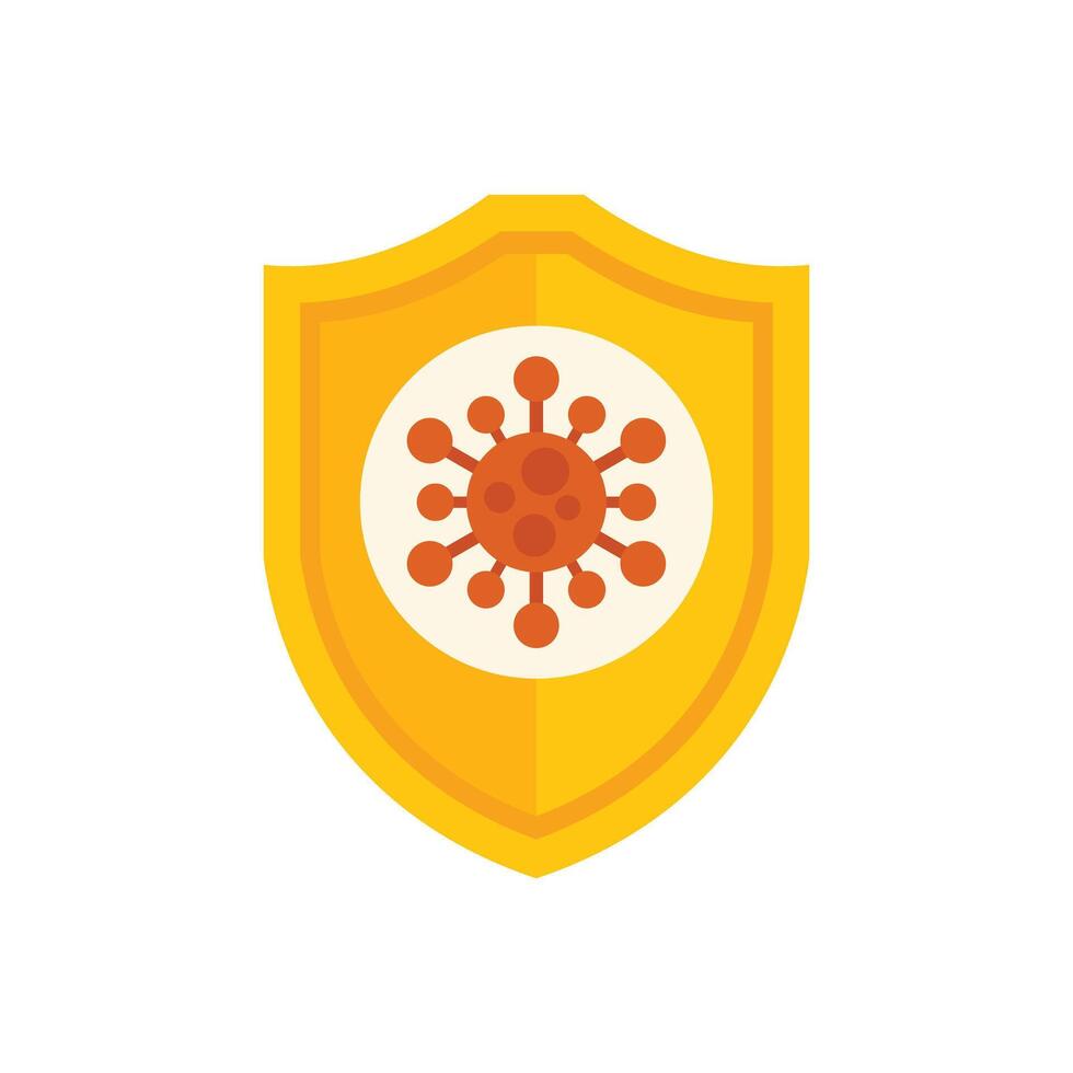 Immune system protecting from virus cells with shield icon vector