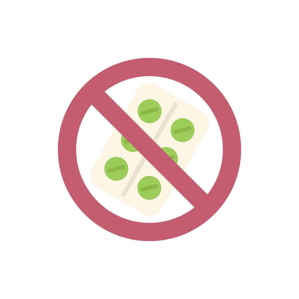Prohibition sign with blister pack of pills symbolizing drug prohibition vector