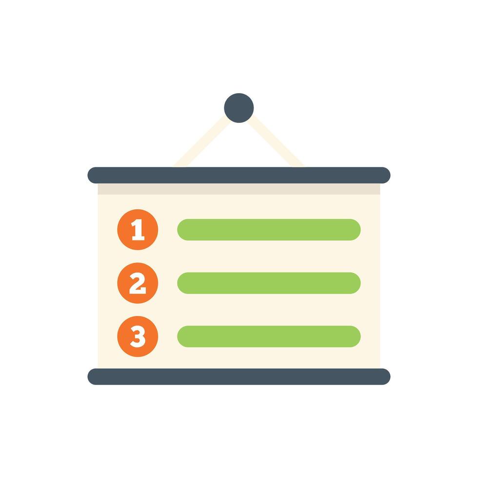 Hanging whiteboard showing three steps strategy plan vector