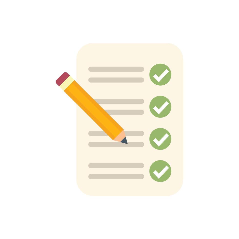 Pencil checking off items on checklist icon vector
