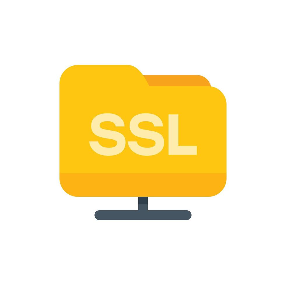 Yellow ssl folder connecting through server icon vector