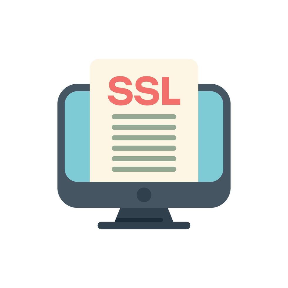 Computer showing ssl certificate for secure connection vector