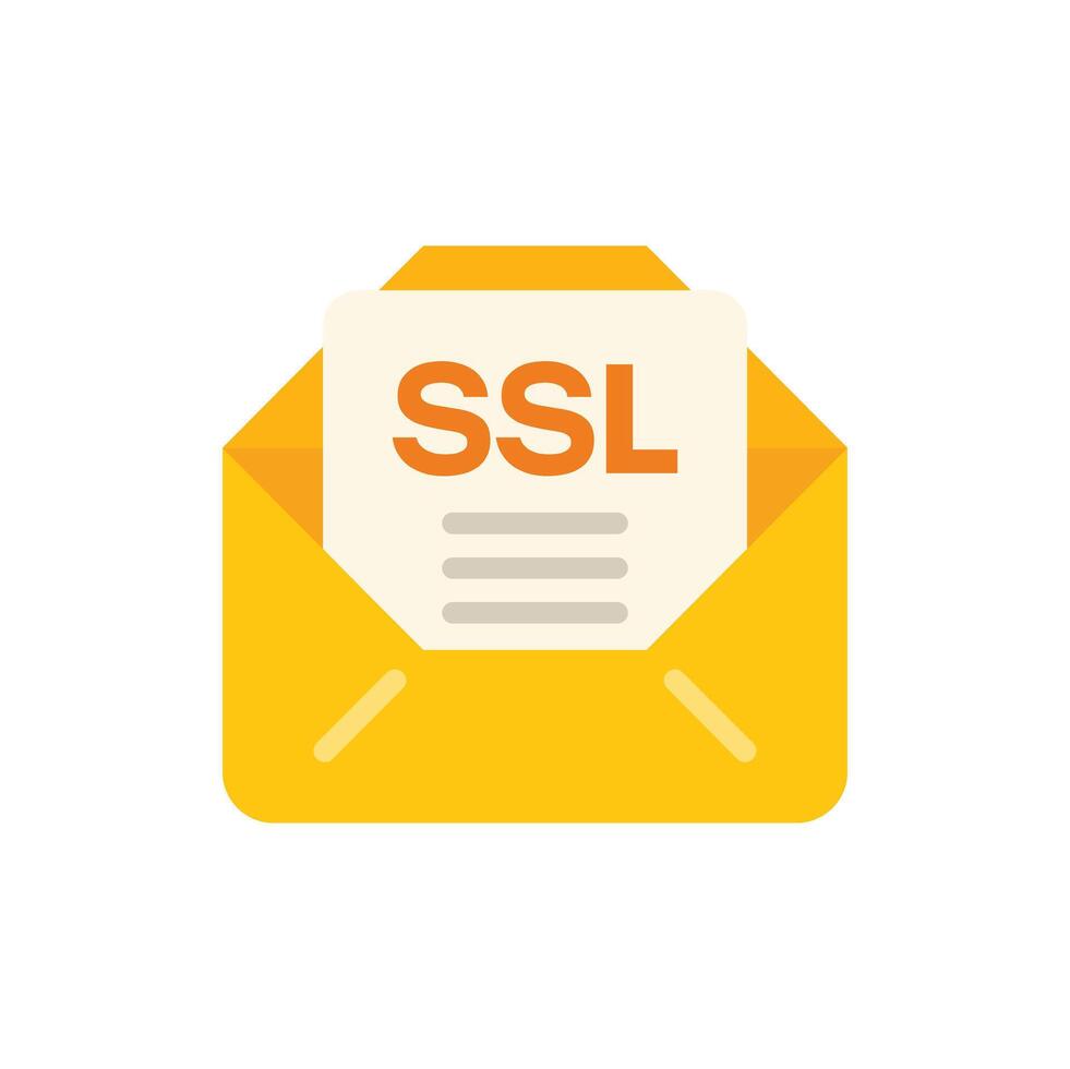 Yellow email envelope containing ssl certificate document vector