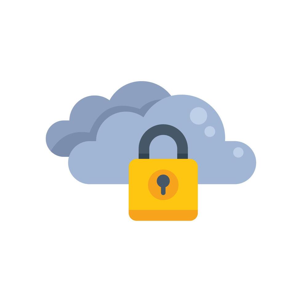 Cloud computing security with padlock protecting data vector