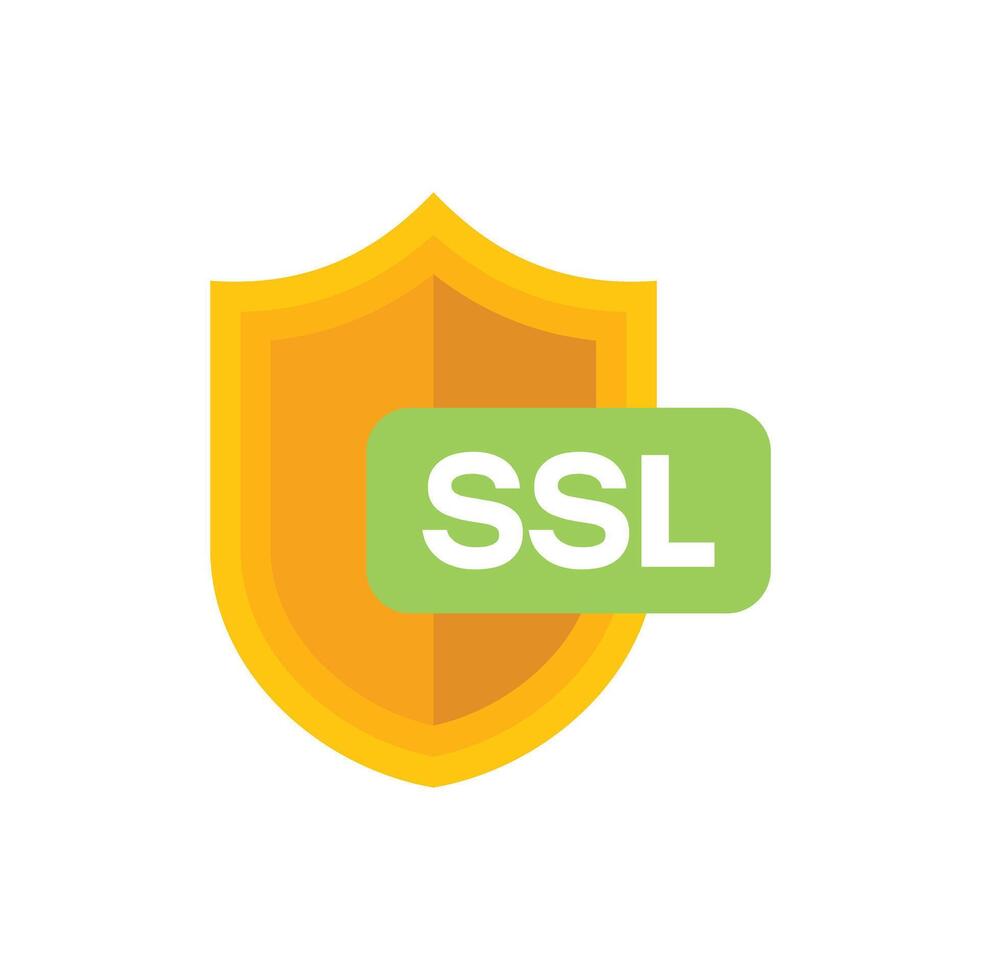 Golden shield providing ssl technology data protection vector
