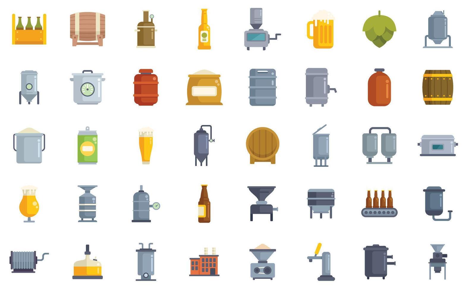 Brewery equipment and beer making process showing craft beer production stages vector
