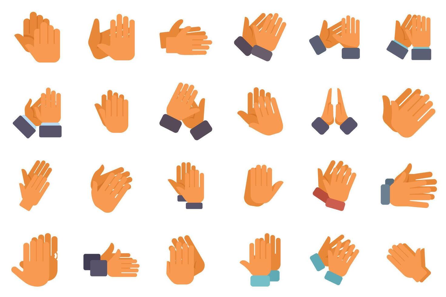 People clapping hands gestures showing different emotions collection vector