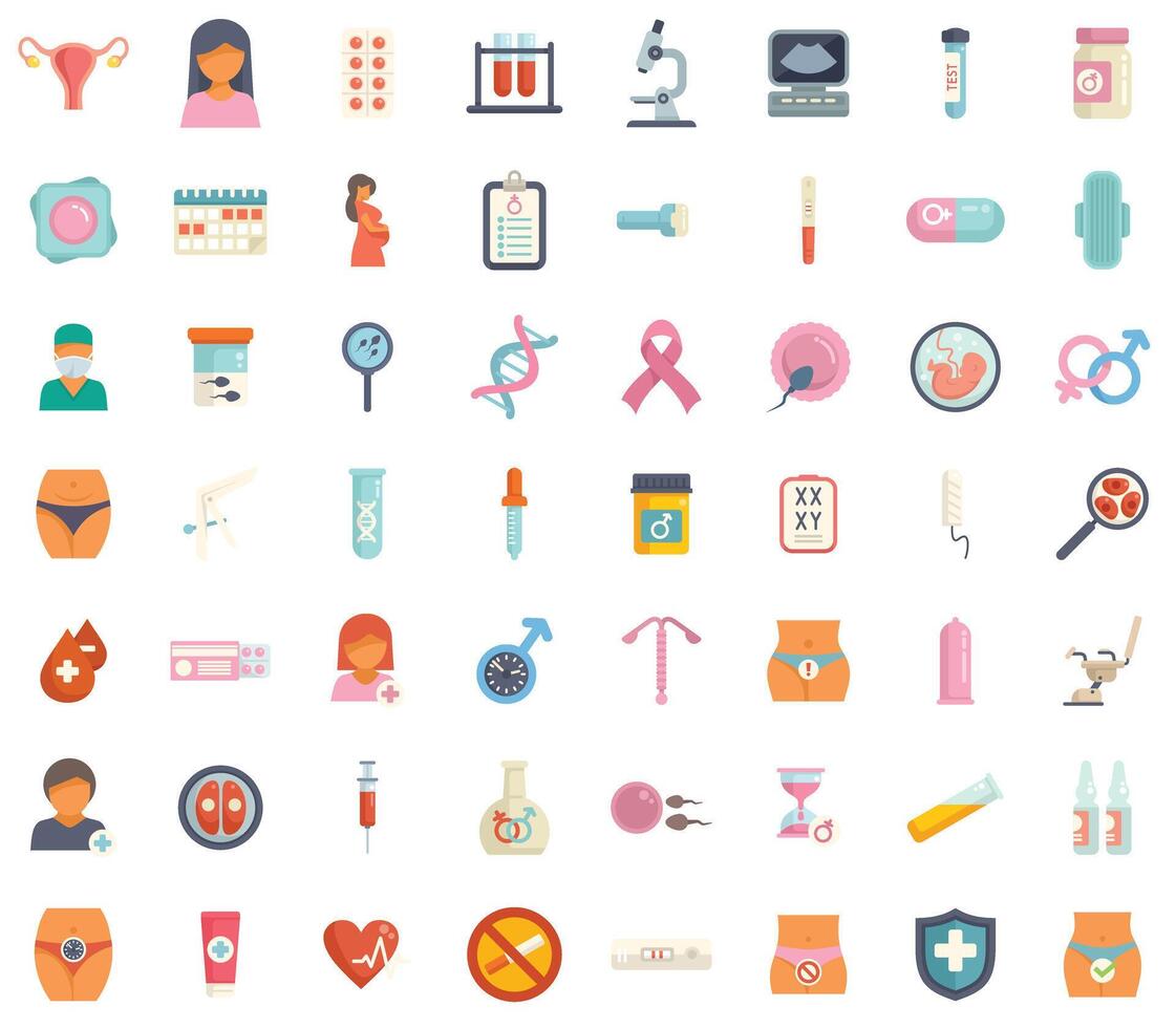 Gynecology and obstetrics icons showing pregnancy and fertility vector