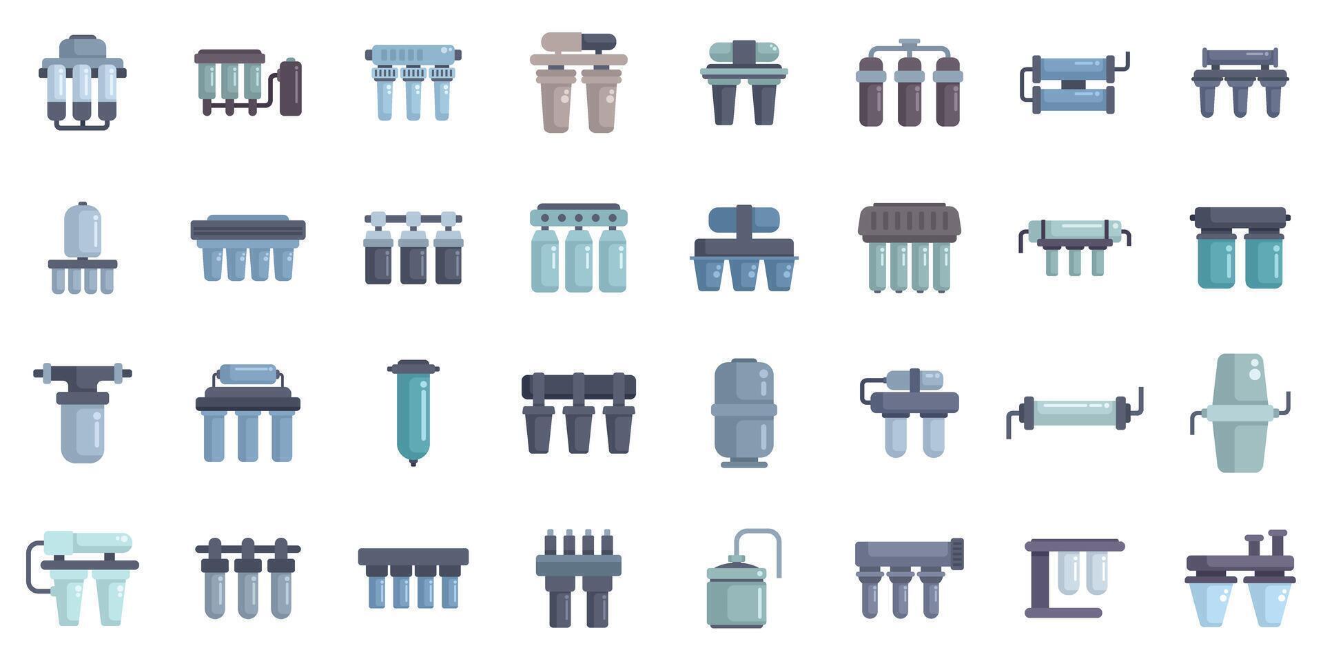 Water filter set for home water purification system providing clean drinking water vector