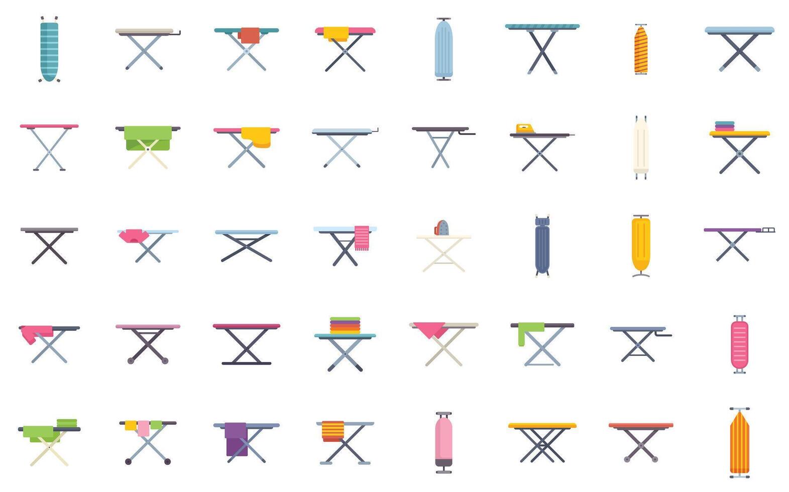 Set of ironing boards representing housework and laundry chores vector