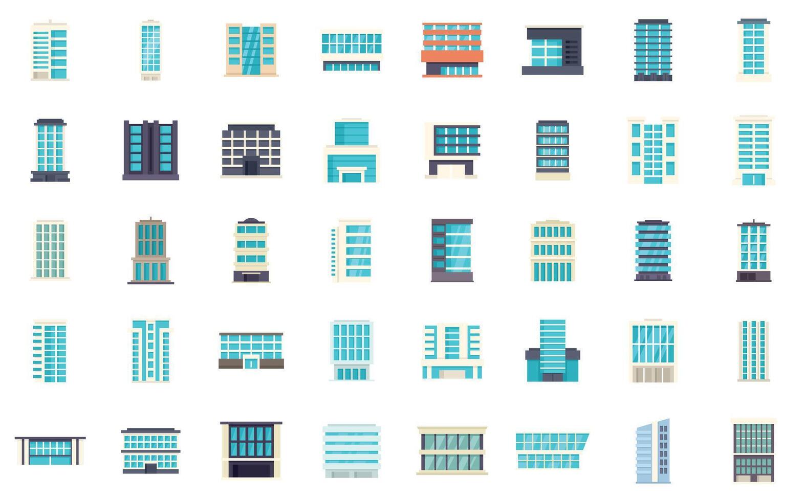 Collection of various buildings showing modern urban architecture vector