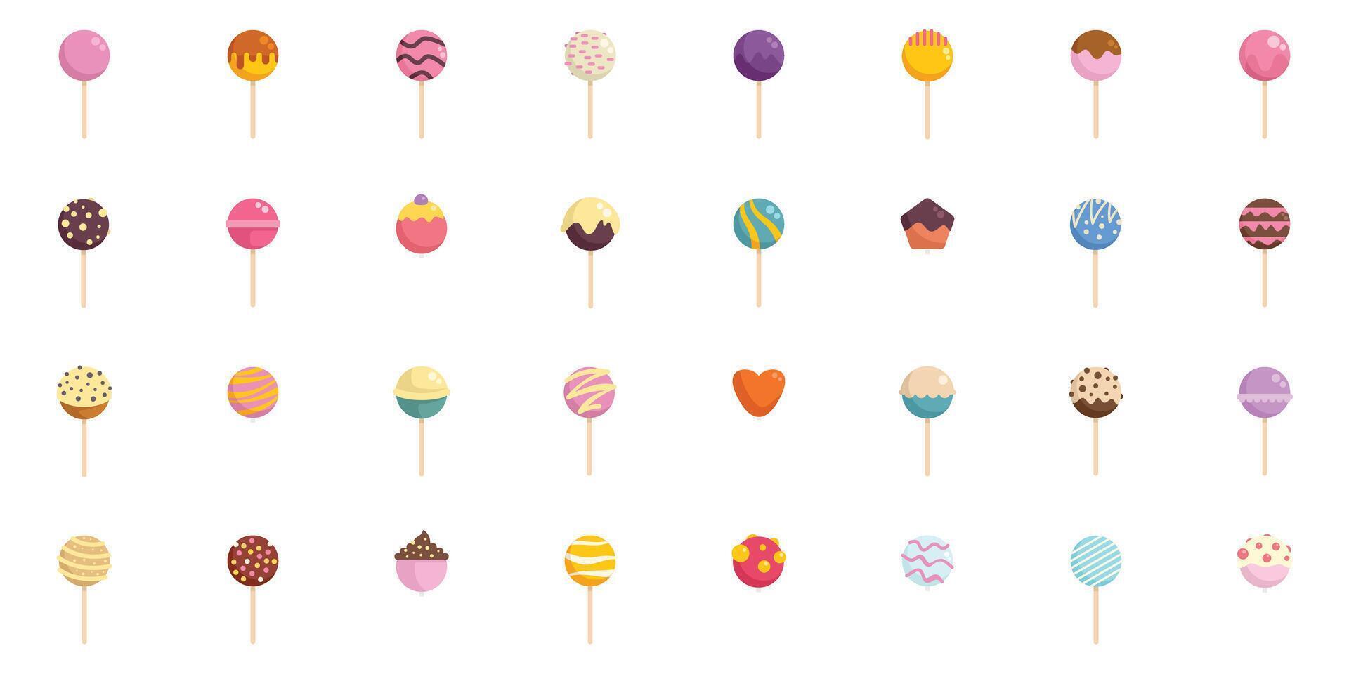 Cake pops showing variety of colors and flavors on sticks vector