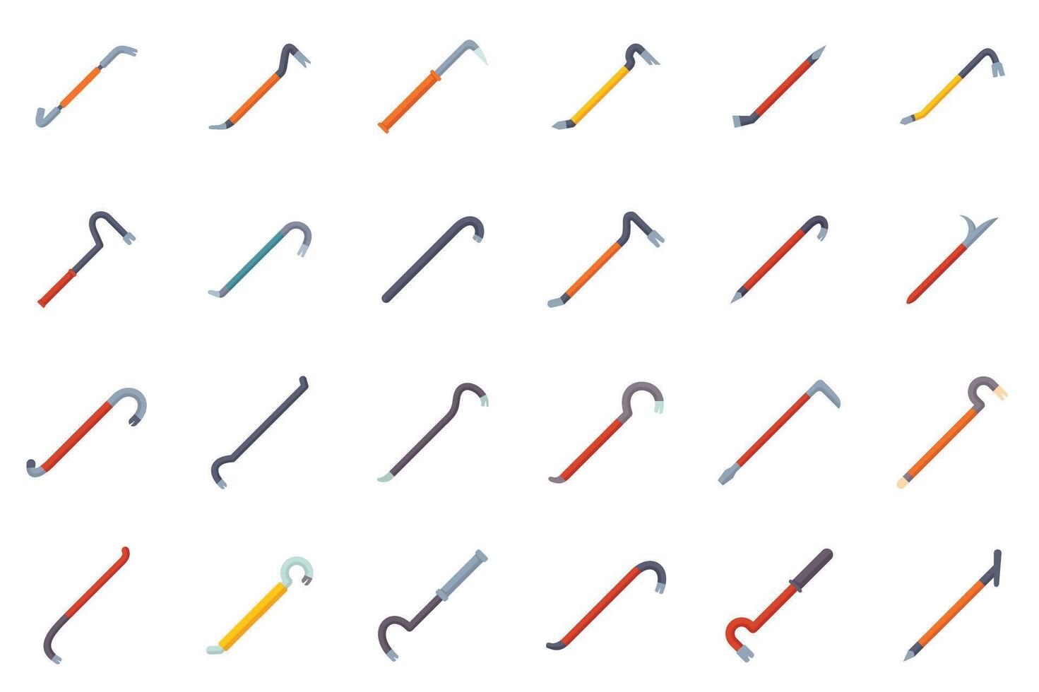 Set of wrecking bars showing different shapes and sizes vector