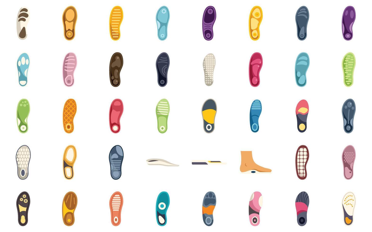 Orthopedic insoles showing different foot arch support and cushioning levels vector