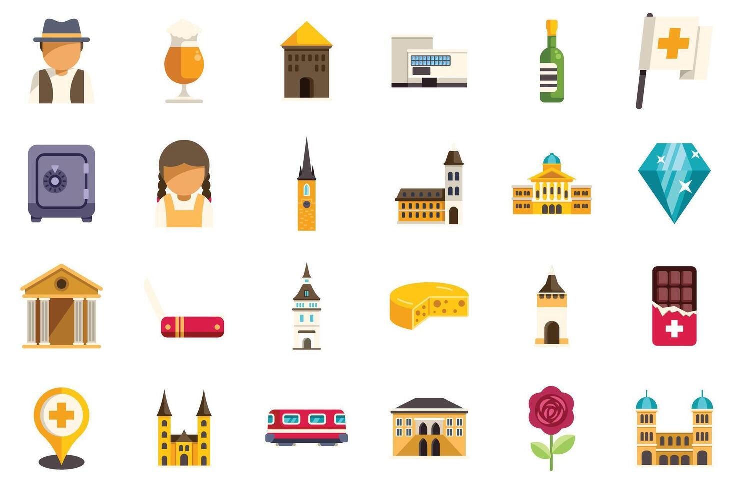 Switzerland national symbols showing swiss culture and tradition vector
