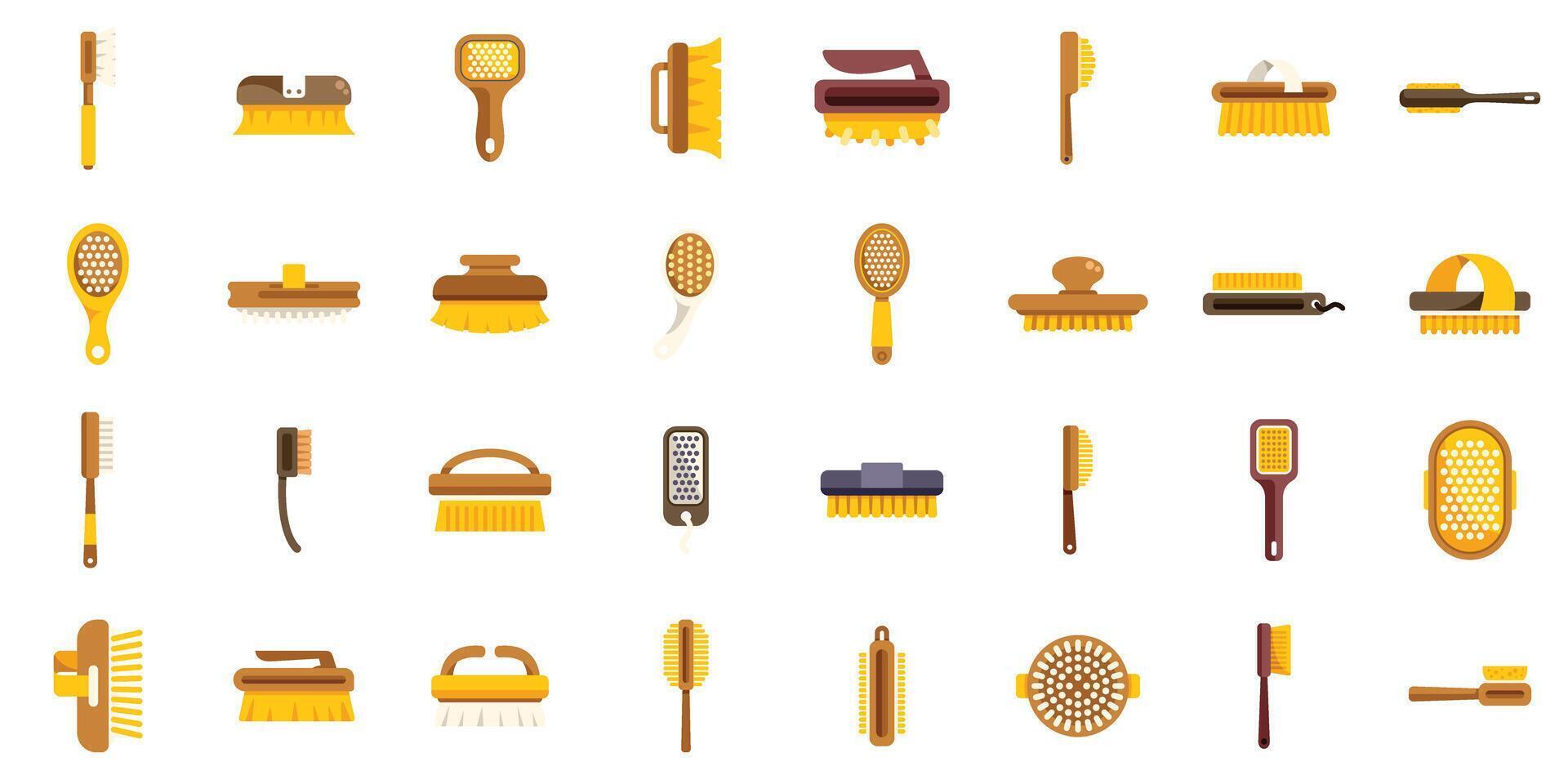 Collection of different brushes for cleaning and grooming showing variety of shapes and sizes vector