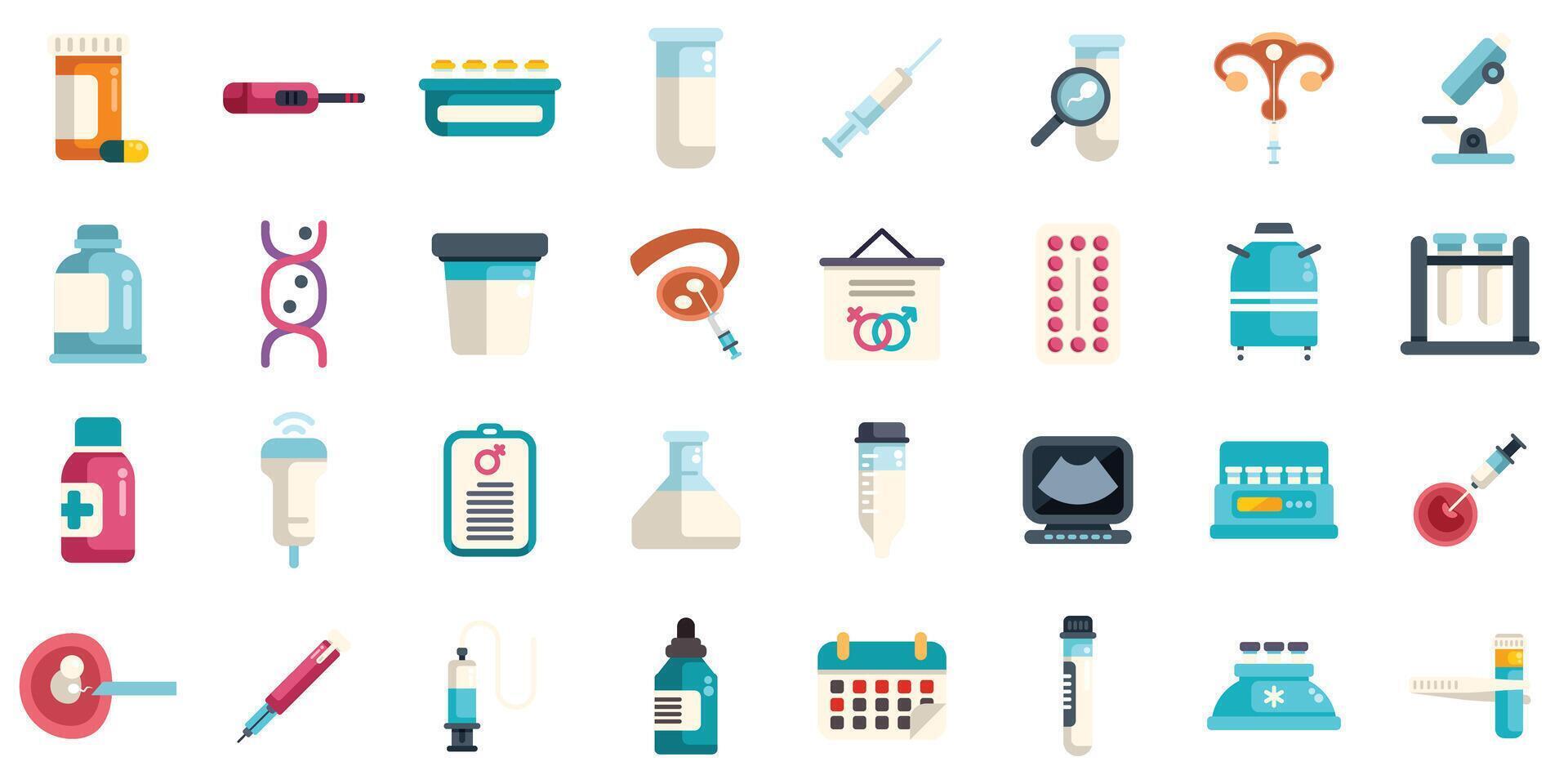 Artificial insemination and in vitro fertilization icons showing pregnancy planning using modern technologies vector