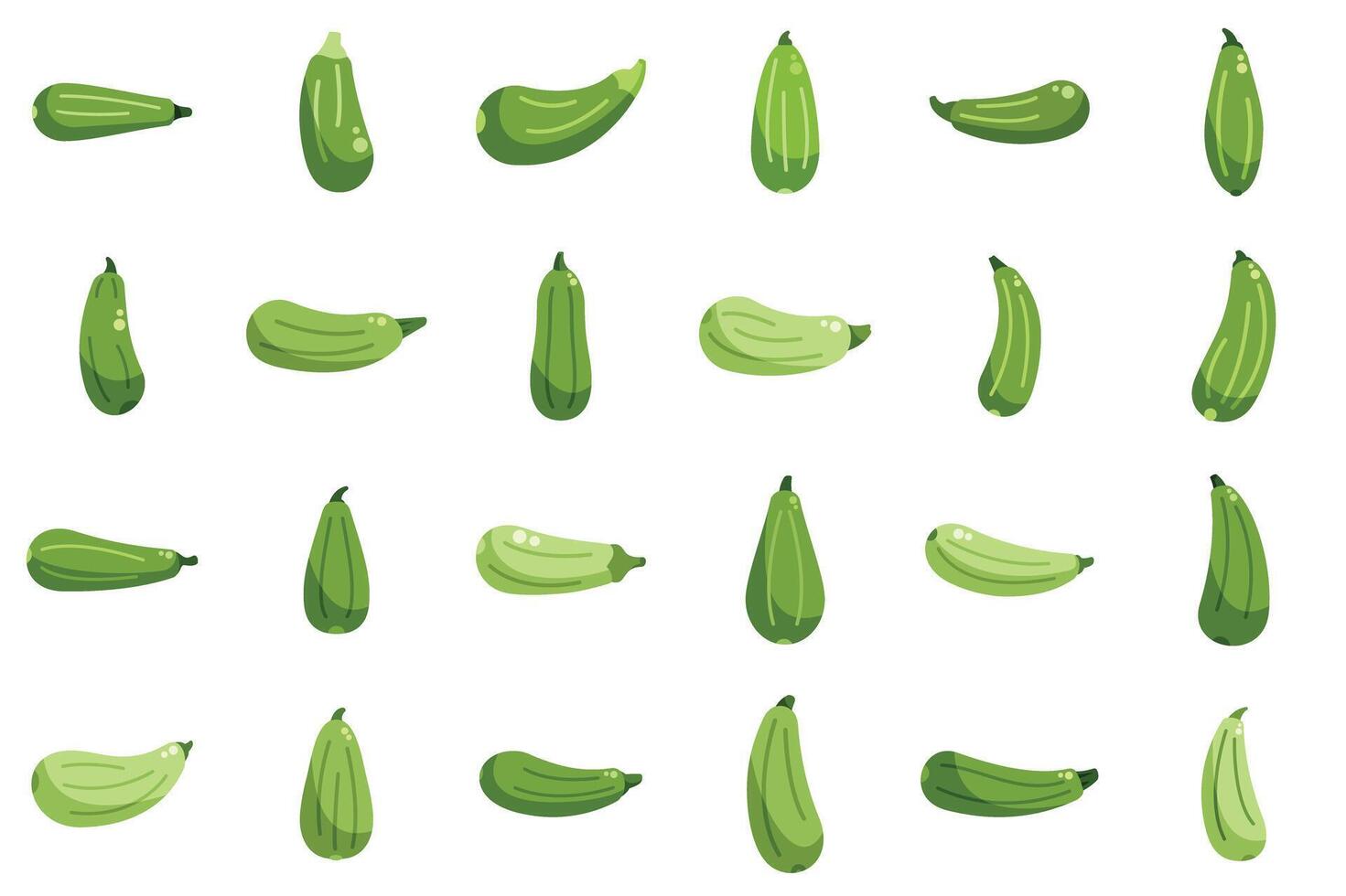 Seamless pattern of green zucchini lying on white background vector