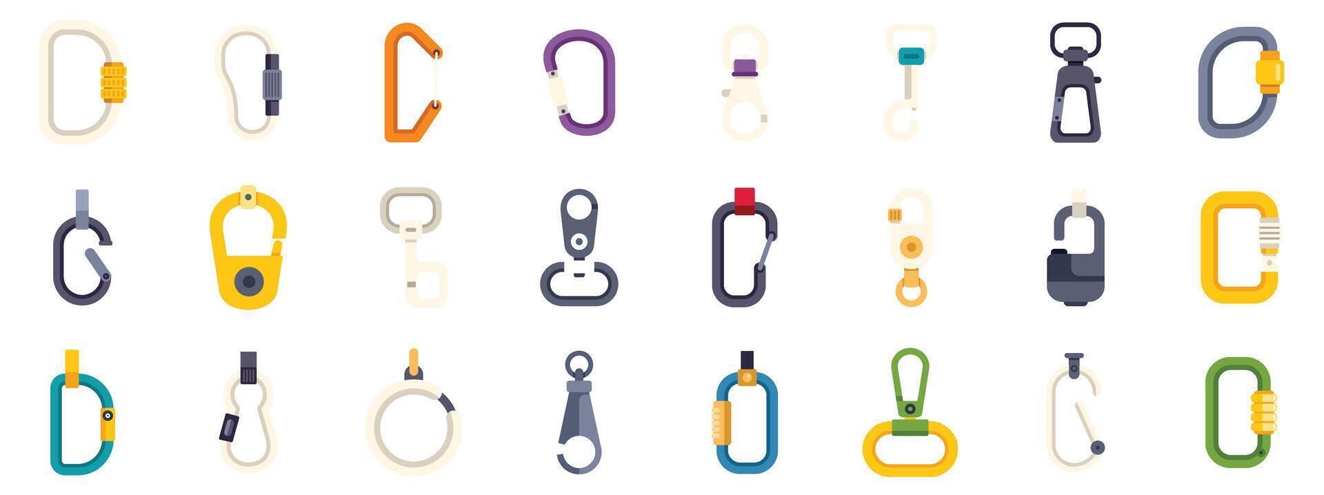 Climber using carabiner for safe climbing activities vector