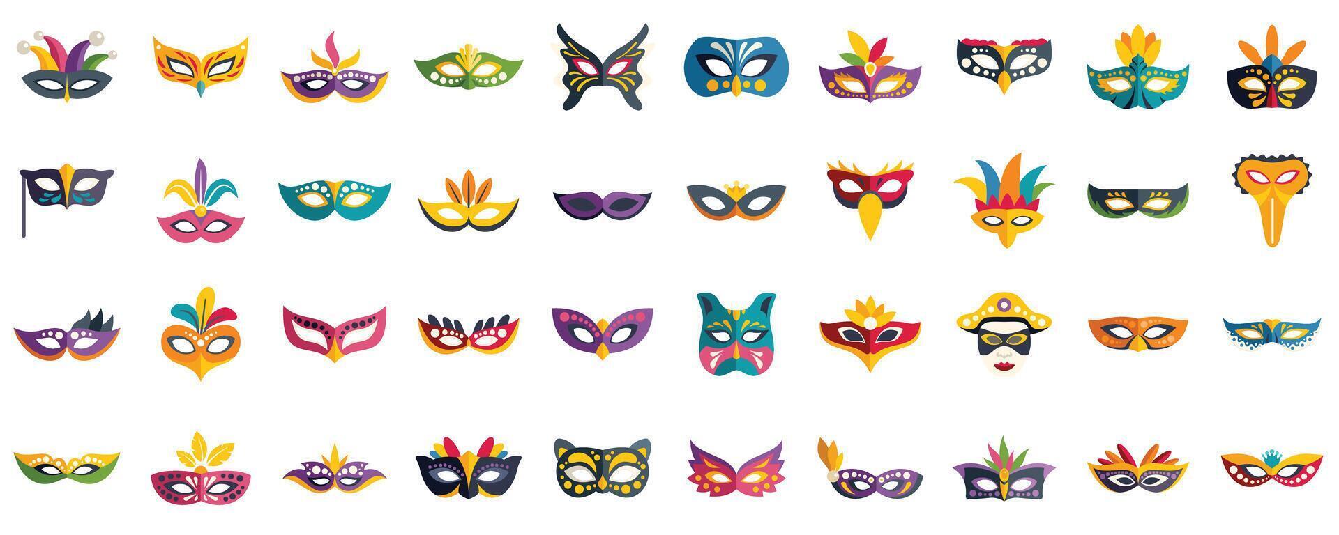 Carnival masks with feathers and sequins providing disguise during mardi gras celebration vector