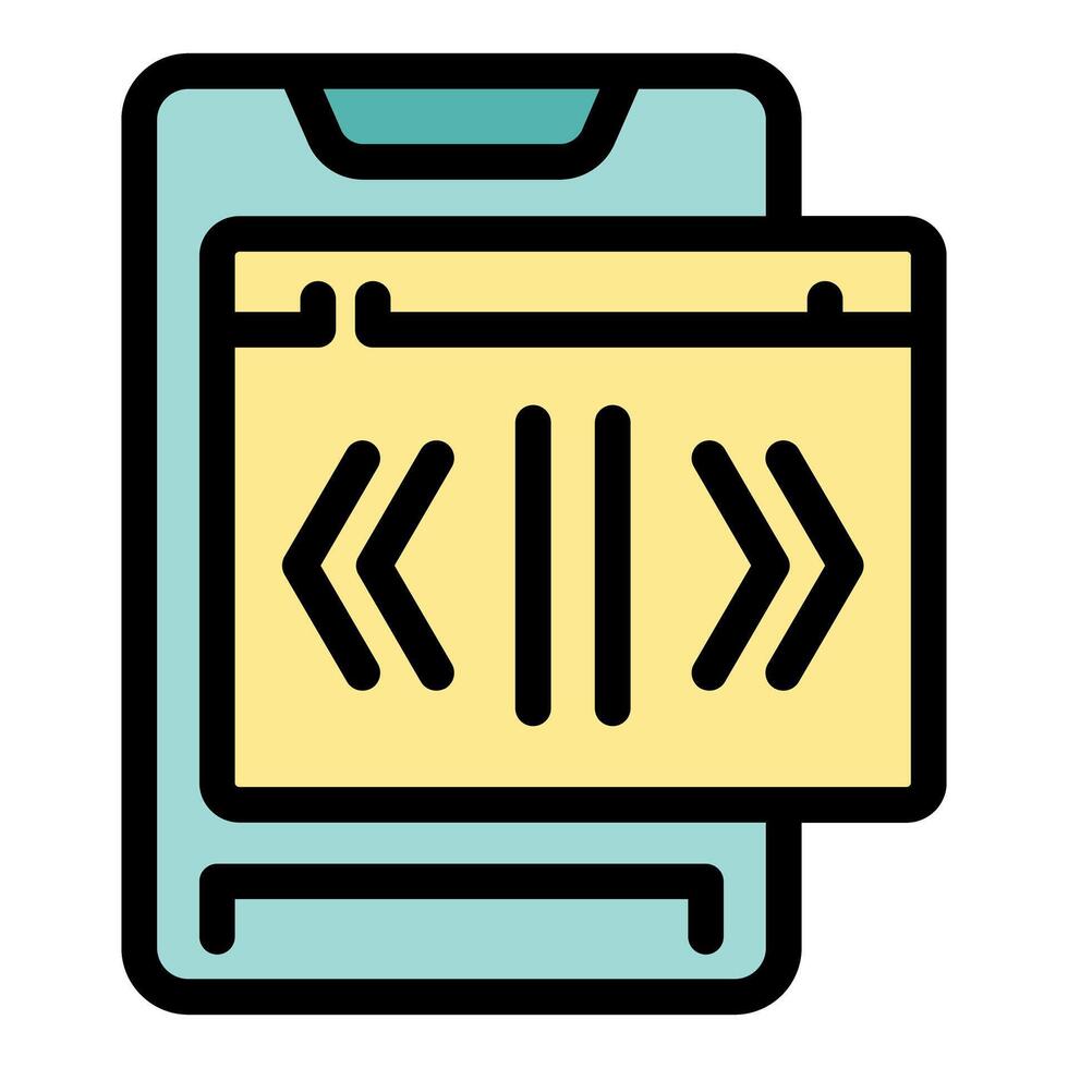 Smartphone showing web page with left, right and down arrows icon vector