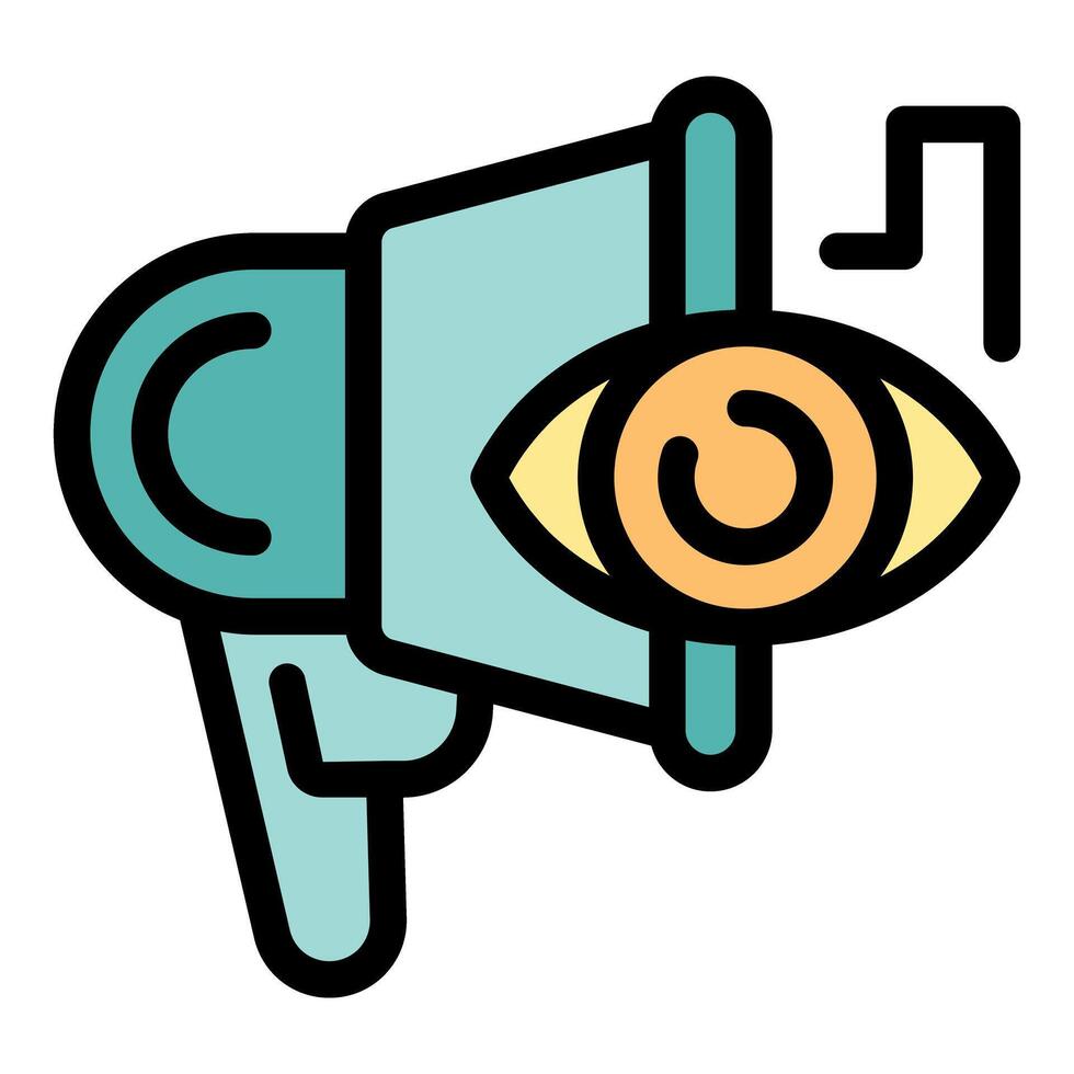 Megaphone playing music for visual content marketing vector