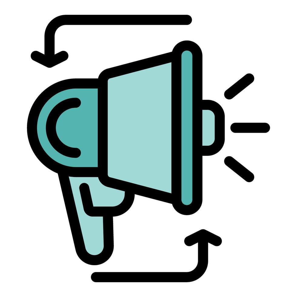 Feedback loop with megaphone and arrows for communication concept vector
