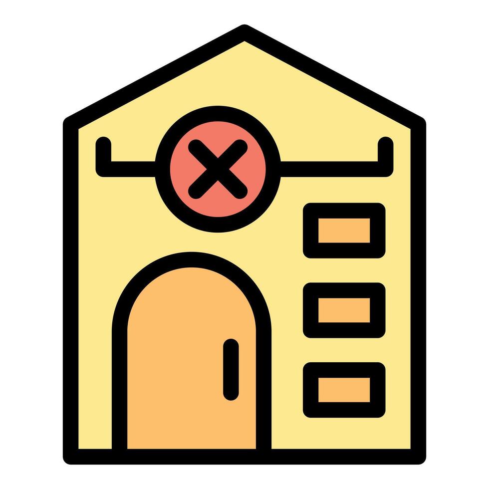 Abandoned house with cross mark icon showing haunted building vector