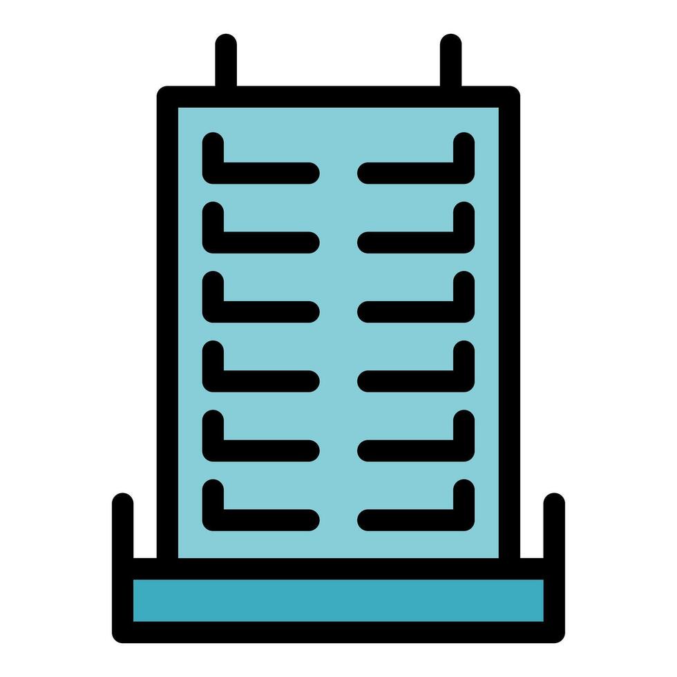 Modern city building facade with many windows icon vector