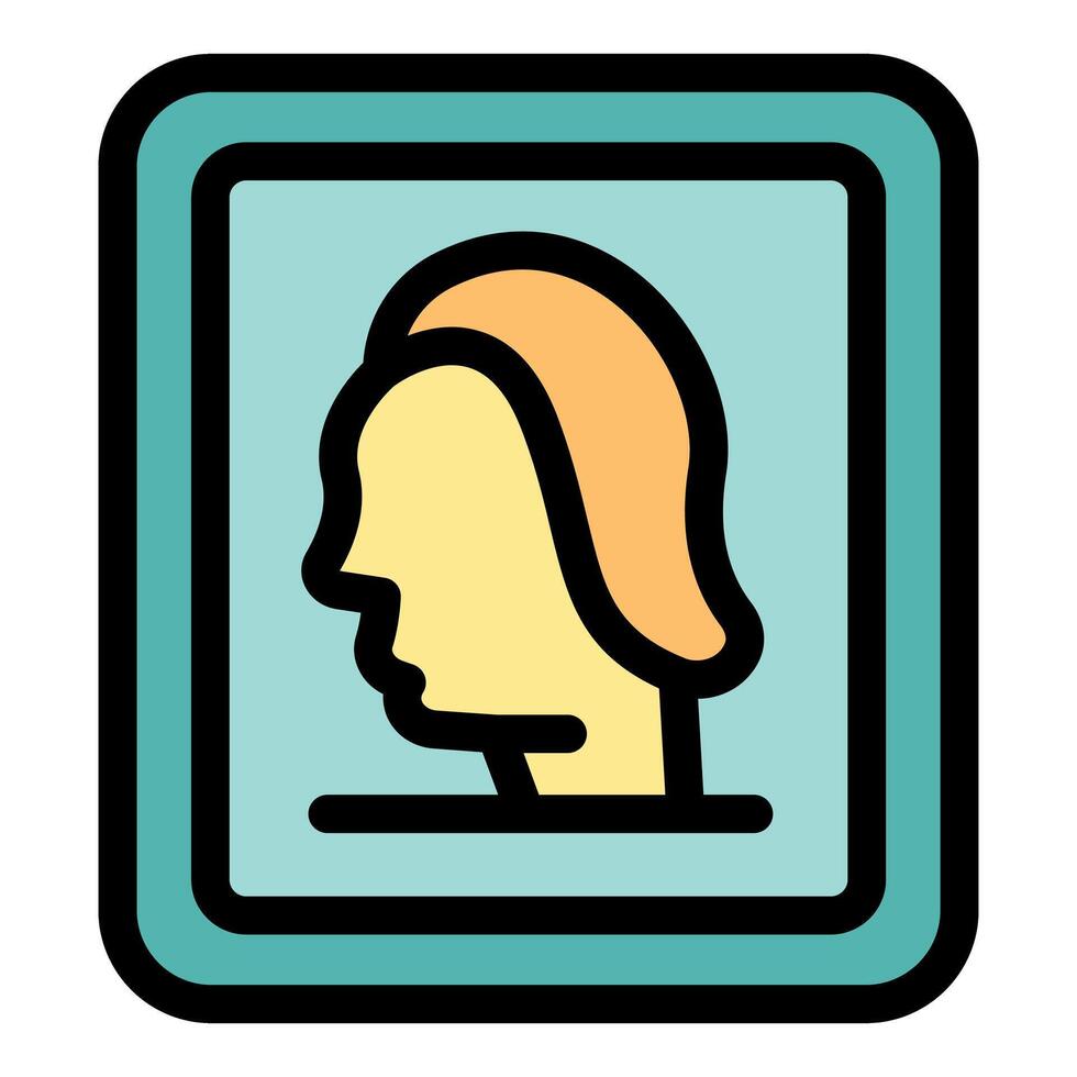 Picture frame showing woman portrait icon vector outline