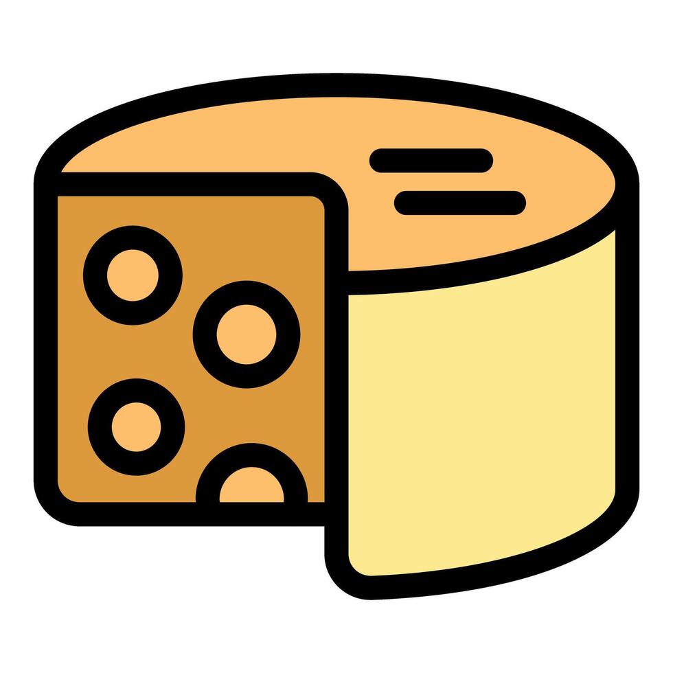 Round piece of swiss cheese being sliced with knife vector