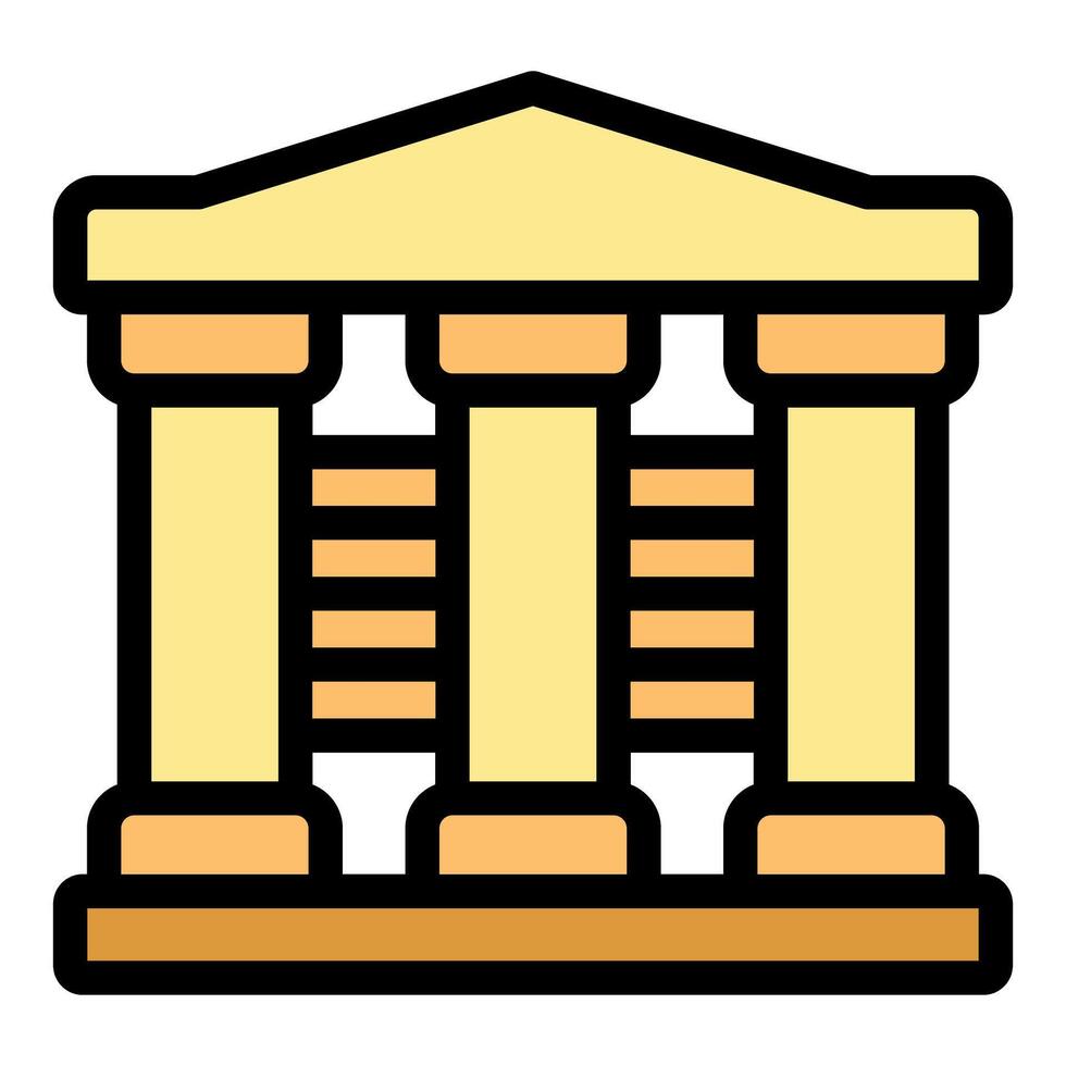 Ancient greek temple facade showing doric order columns illustration vector