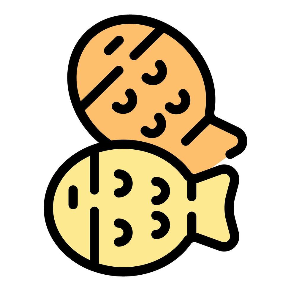 Taiyaki japanese fish shaped cake street food icon thin line vector illustration