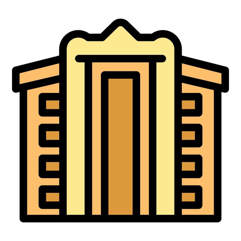 Big arch entrance with columns modern building icon vector outline