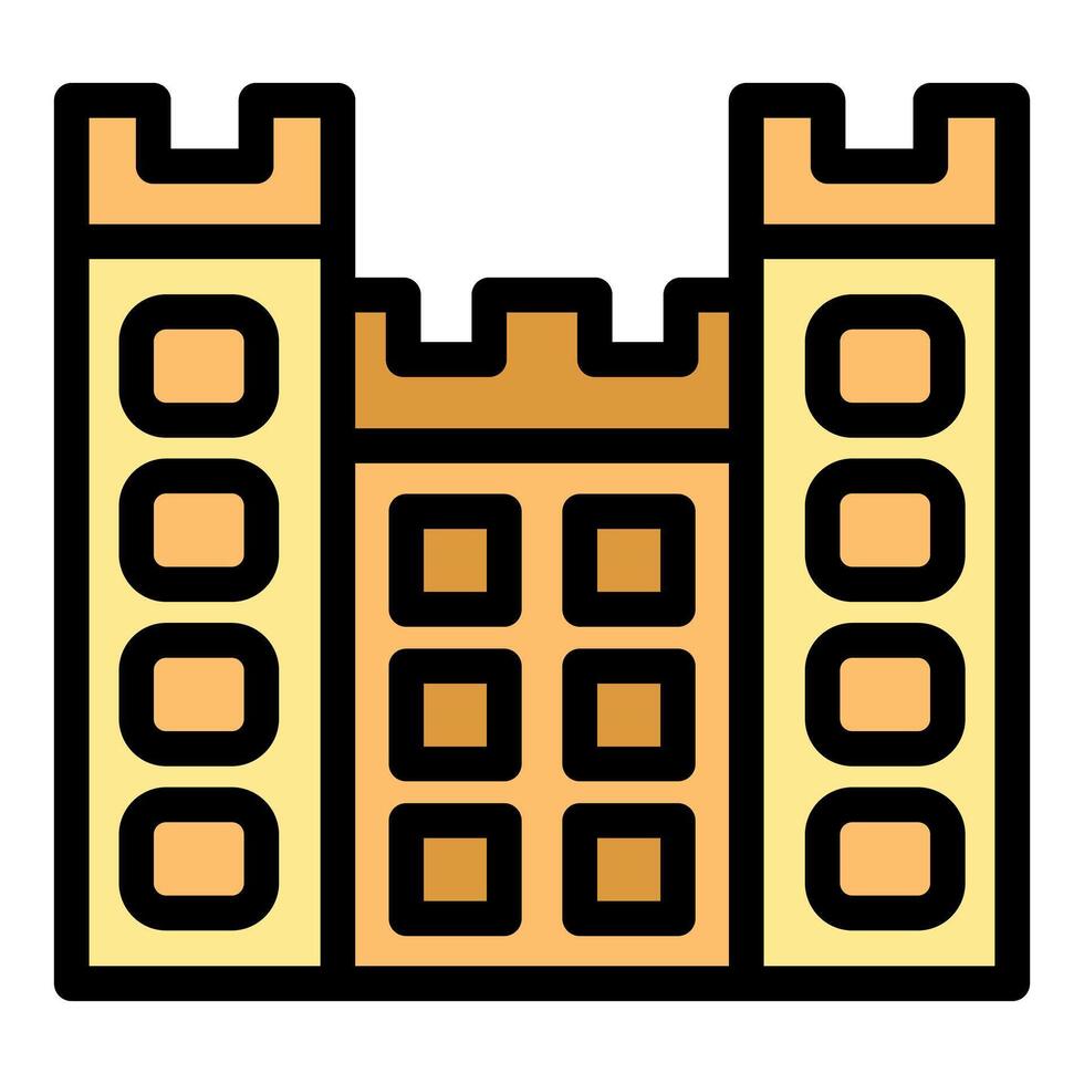 Ancient castle building with high towers icon vector
