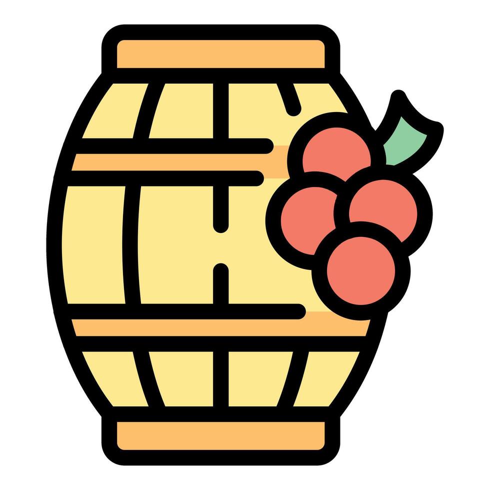 Wooden barrel filled with freshly picked red currant berries vector