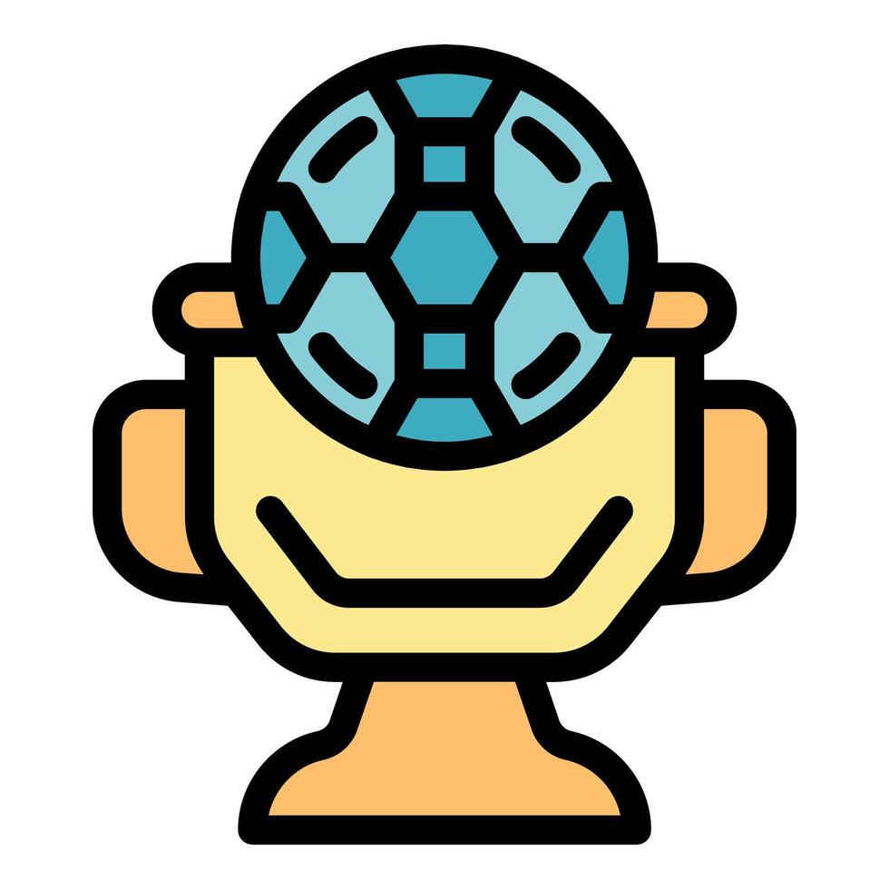 Golden cup holding a soccer ball for the ultimate victory vector